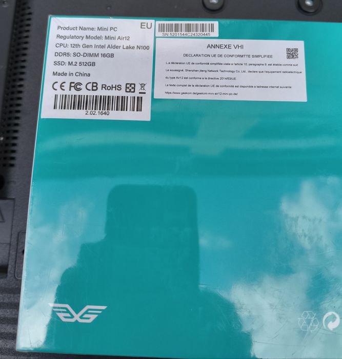 Неттоп міні Пк mini PC Geekom Mini Air 12 DDR 5 16Gb SSD M.2 512Gb UHD Graphics Intel Windows 11 Pro ліцензія новий міні комп'ютер Nuc