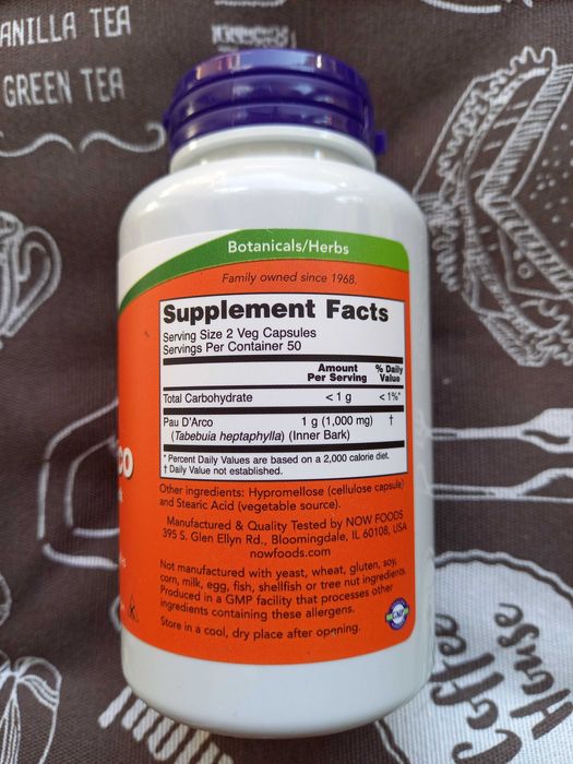 Кора мурашиного дерева, Pau D’Arco, Пау Д'арко Now Foods Narures Way