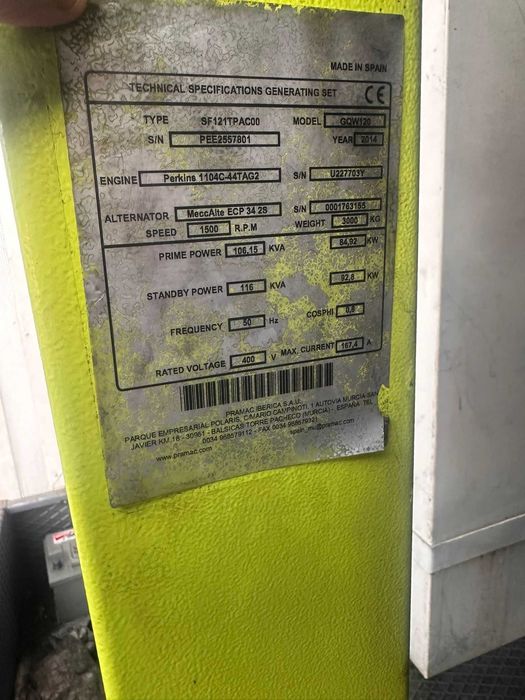 Дизельний генератор Perkins / Mecc Alte 106 kVA / 84.8 кВт