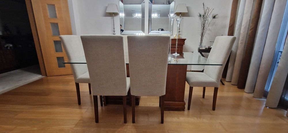 Mesa de sala em Cerejeira e tampo Vidro