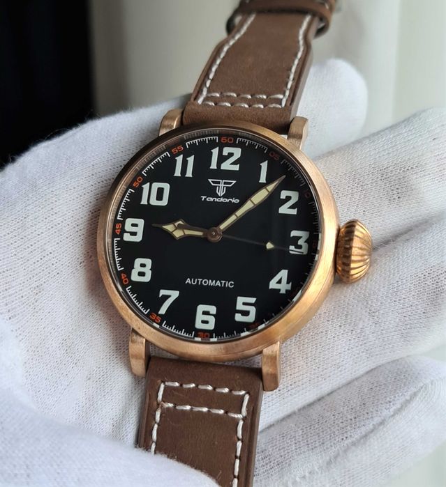 Чоловічий годинник Tandorio Automatic Pilot Sapphire Bronze 100m 46.5m