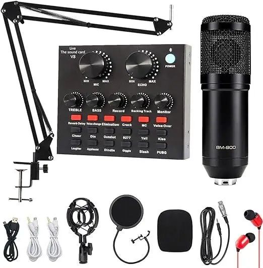 Мікрофон + Навушники Professional Condenser Microphone Sound CardSet зі звуковою картою