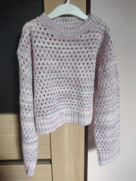 Sweter ażurowy dziewczęcy H&M 134/140