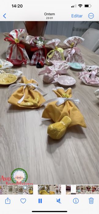 Saquinhos feitos à mão com peças de porcelana de faiança Portuguesa