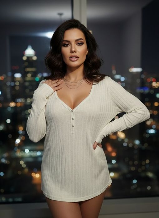 Стильный лонгслив Primark в рубчик — Нежный беж (Размер XL)