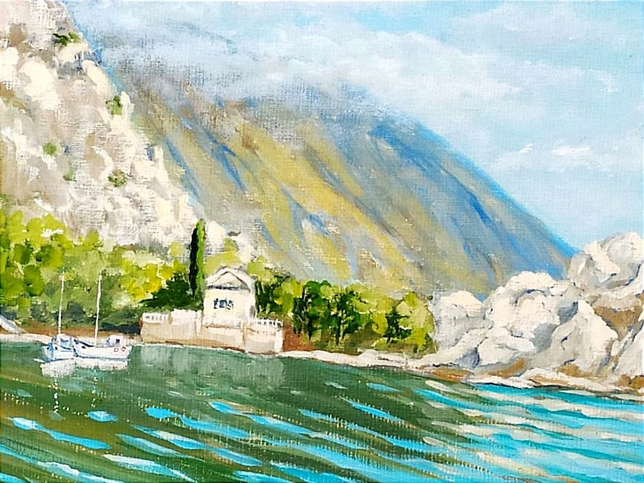 КРЫМ Морская Картина морской пейзаж яхты побережье скалы