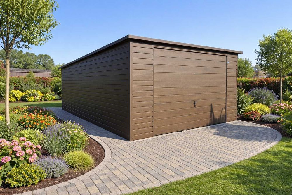 Garaż blaszany Blaszak Premium 6x6 Grafit Garaże blaszane 6x5.80  6x6 m PRODUCENT