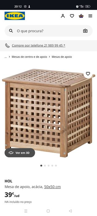 Mesa apoio quadrada madeira (IKEA HOL)