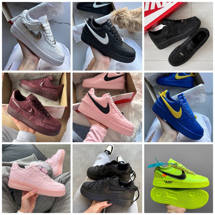 р36-45 Кросівки Nike Air Force 1 Low black white grey blue pink