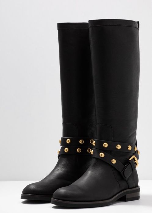 SEE BY CHLOE DAMSKIE SKÓRA kozaki czarne nowe 35 złote ćwieki