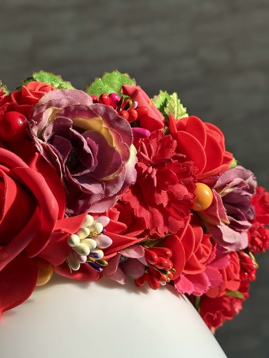 Вінок український, червоний віночок ручної роботи