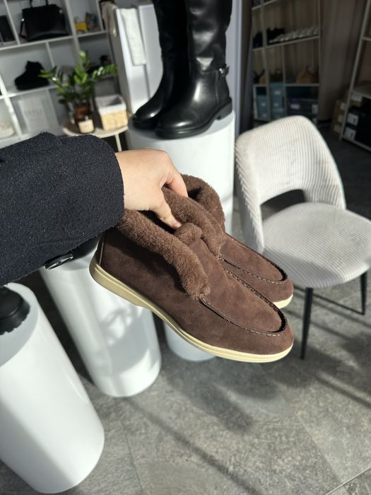 Лофери з хутром в середині, натуральний замш в 3-х кольорах