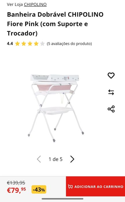 Banheira Dobrável CHIPOLINO Fiore Pink