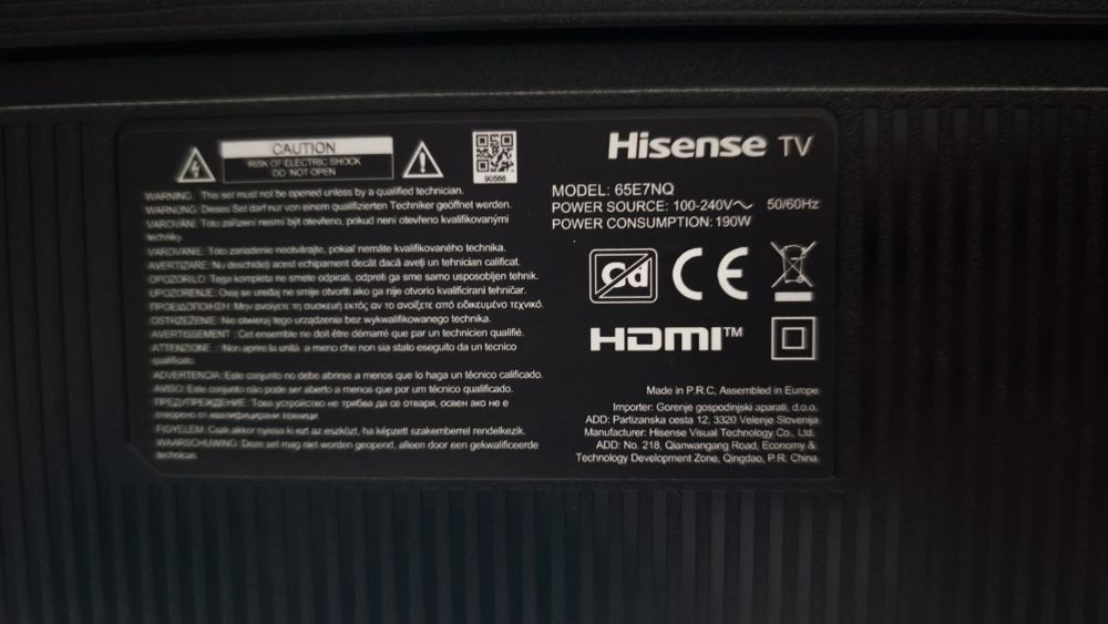 Hisense 65E7NQ TV (65") 4K Ultra HD Smart TV Wi-Fi