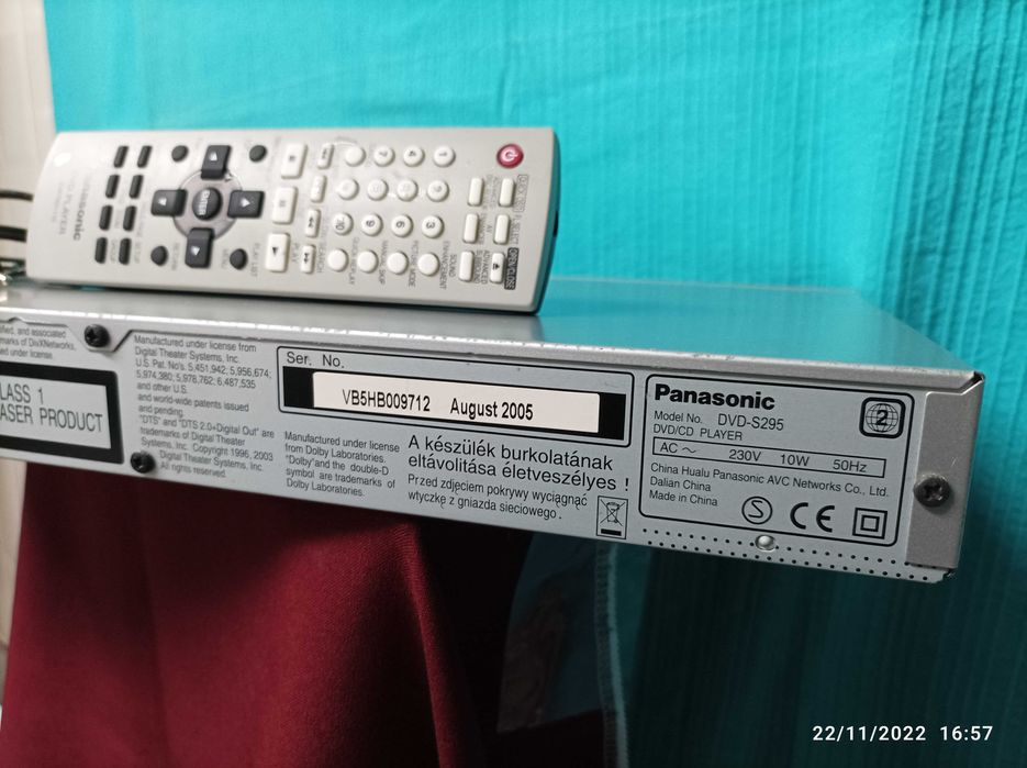 Panasonic DVD player S295 - incluindo acessórios originais