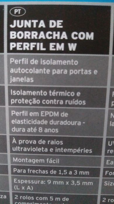 Junta de borracha com perfil em W