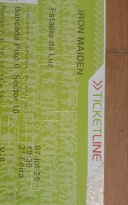 2 Bilhetes Iron Maiden