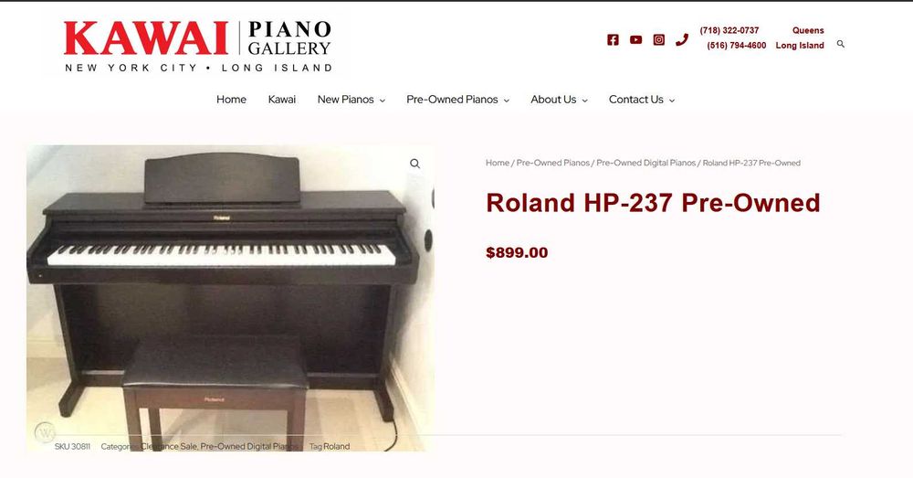 Roland Digital Piano HP 237 e (Ver descrição)