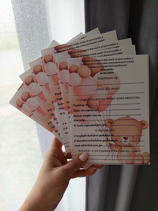 Ankiety karty na roczek chrzest