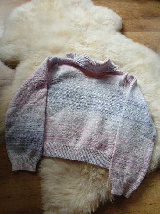 Krotki rozpinany sweterek kardigan ombre pastelowy