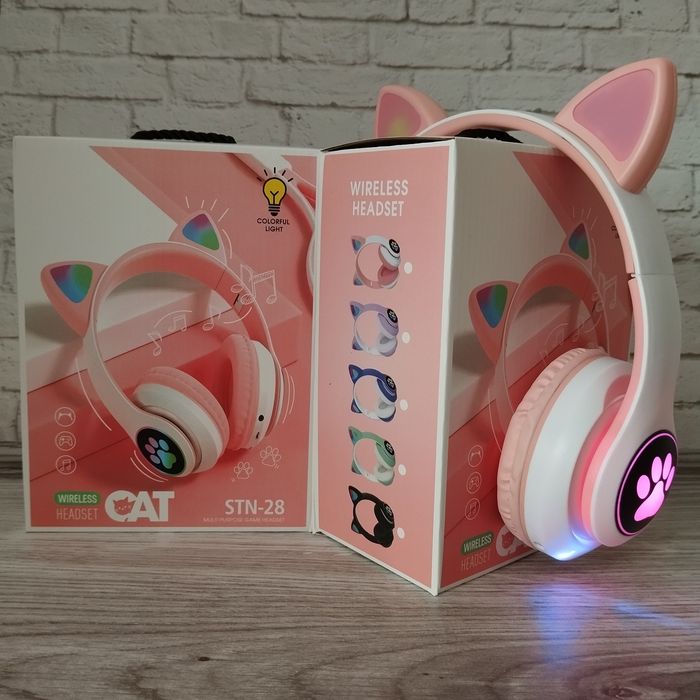JST 28, STN 28 Детские блютуз наушники кошачьи ушки