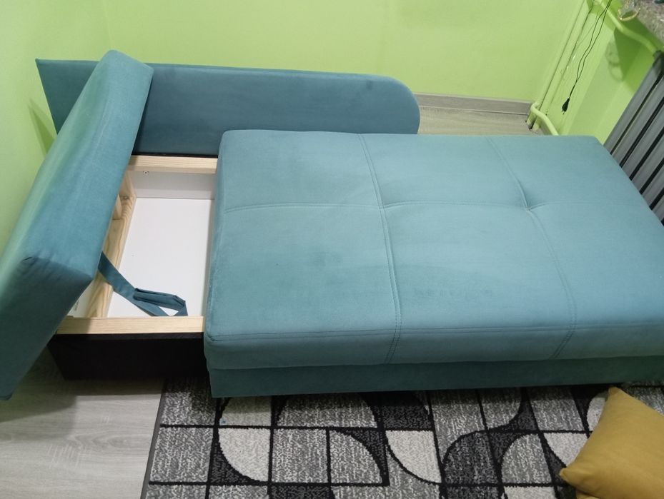 Sofa rozkładana niebieski morski
