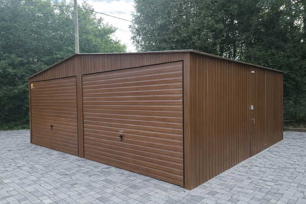 Garaż blaszany 4x5 DĄB MULTIGLOSS lub ORZECH Brama Podnoszona