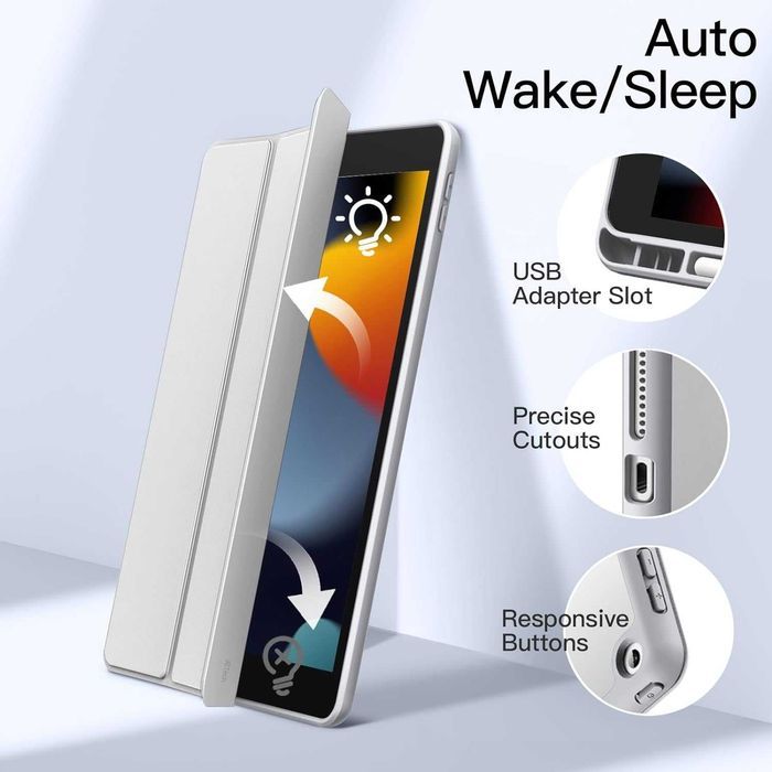 JETech iPad 10.2'' 7 8 9 etui pancerne stojak Smart Cover pencil srebn