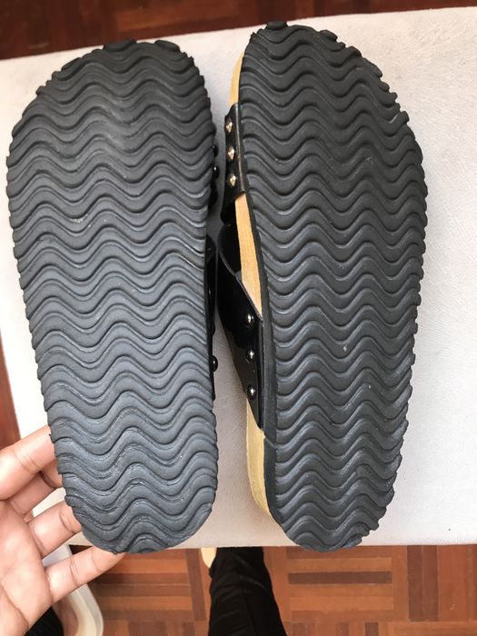 Sandálias chinelos pretos 37 estilo Birkenstock