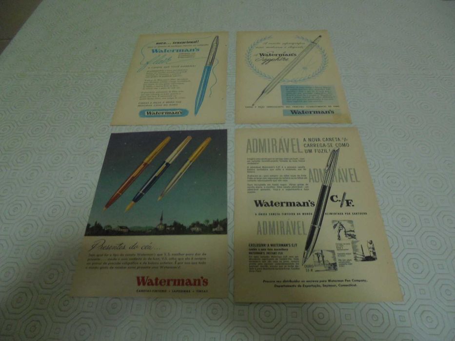 Publicidades de Canetas Waterman's dos anos 40/50 todas diferentes