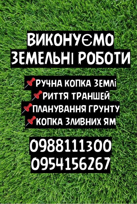 Ручна копка землі.Риття траншей.Планування та перенос грунту.