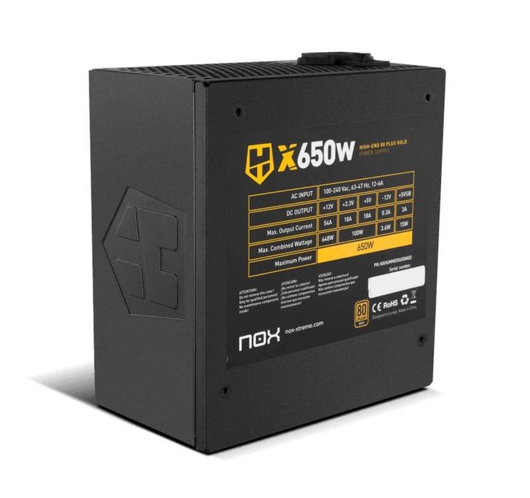 Fonte de Alimentação ATX Nox Hummer X650W 80 Plus Gold Full Modular
