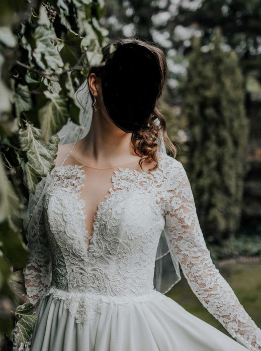 Suknia ślubna Ms Moda Aurelia - koronka, długi rękaw