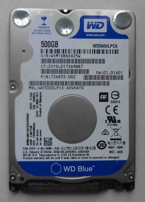маленький внутренний жесткий диск (HDD) Western Digital 500 ГБ