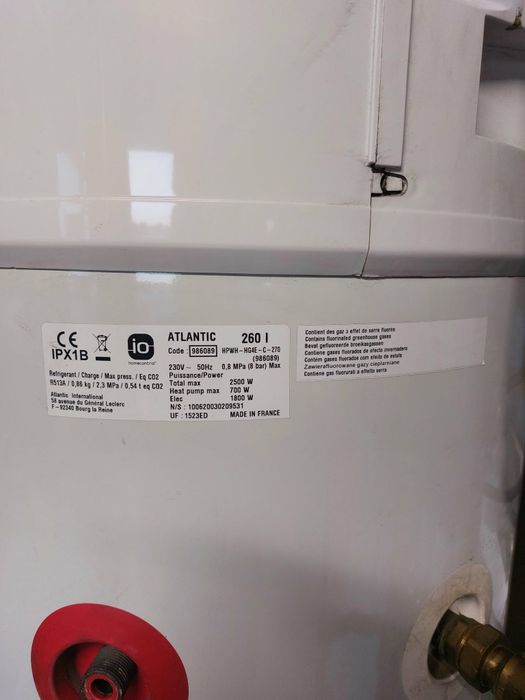pompa ciepła atlantic 260 l w dobrym stanie