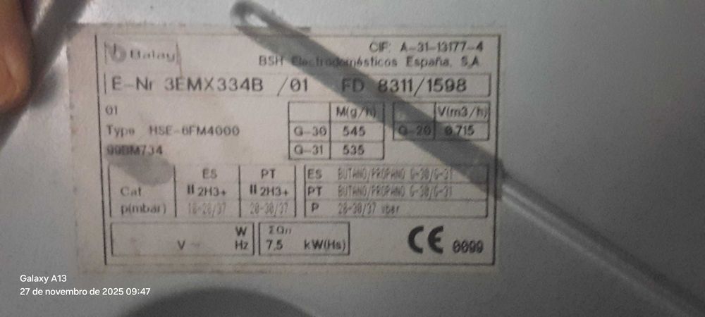 Placa a gás de botija Balay