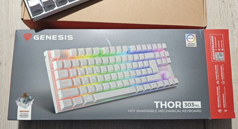 Klawiatura Genesis THOR 303 TKL biała + 30 przełączników Outemu Brown