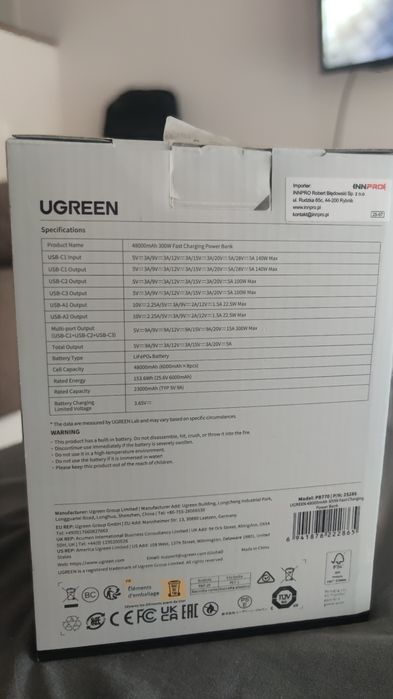 UGREEN PB770 48000mAh 300W – stan bardzo dobry