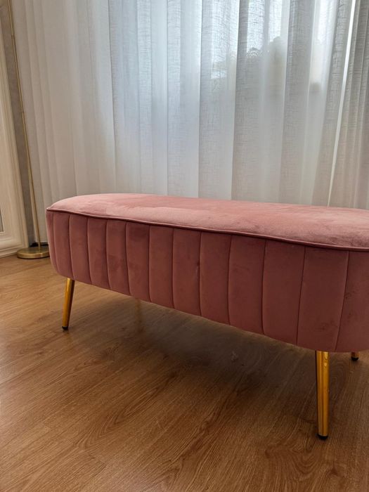 Banqueta veludo rosa