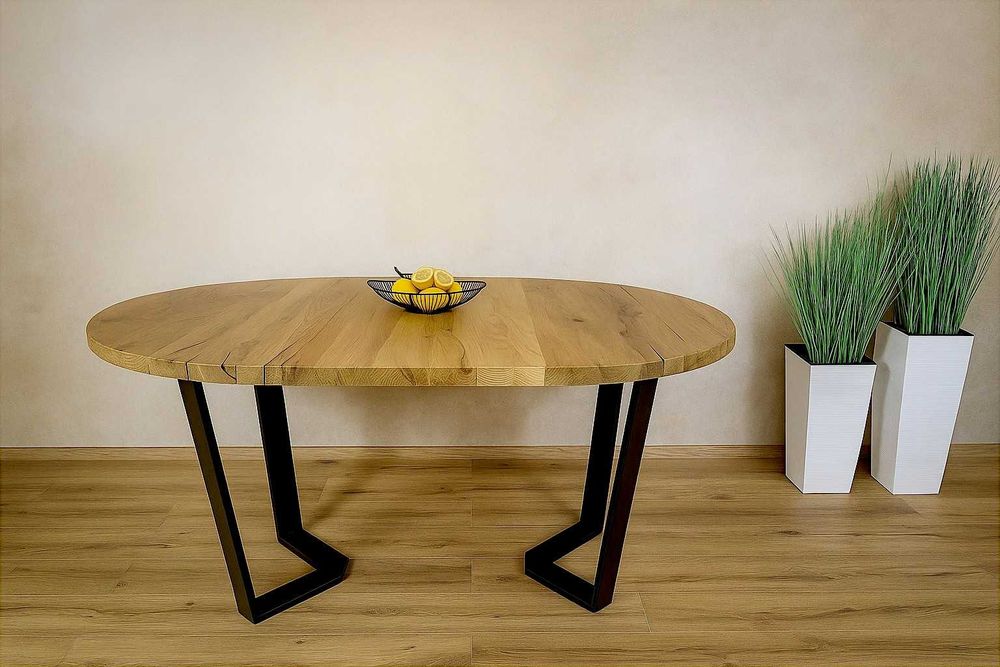 Stół Dębowy Okrągły LOFT, 100% Lite Drewno, Różne Wymiary, Rozkładany.