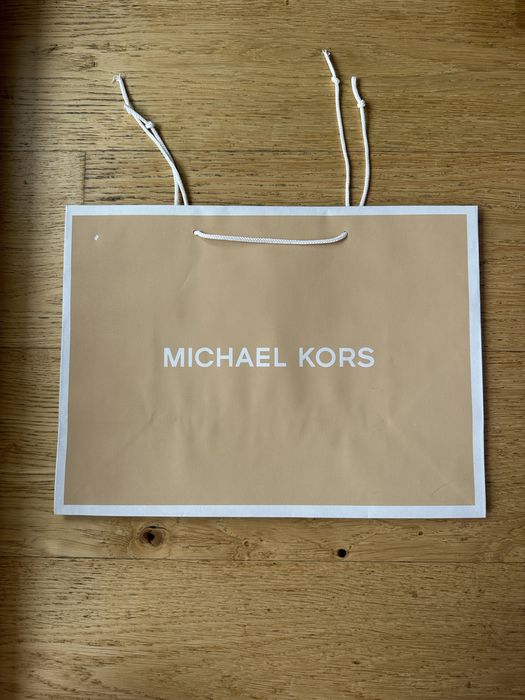 Torba torebka papierow Michael Kors MK beżowa M srednia