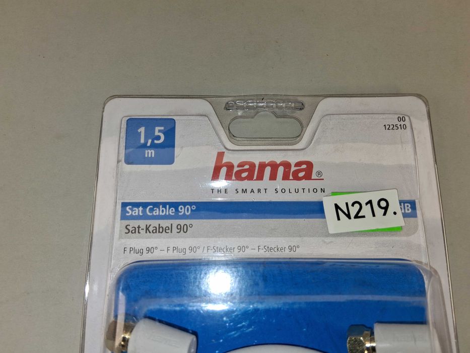 N219 Hama Kabel Satelitarny 1,5m 90° Wtyk F Sat Cable Impedancja 75Ohm