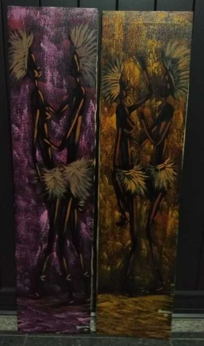 Quadros - Par de Telas Africanas – 0,23 x 0,95 m