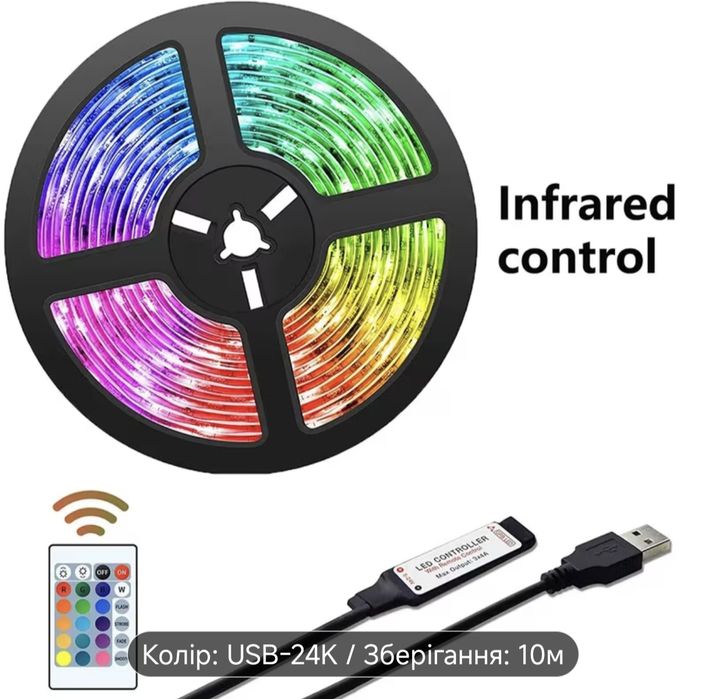 Світлодіодна лед стрічка 10м USB