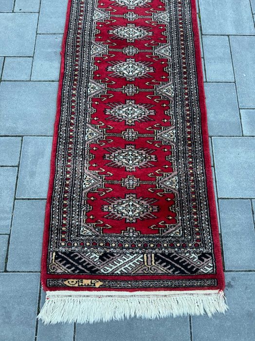 Sygnowana Pakistańska Buchara Ręcznie Tkana Wełniana Chodnik 169x50