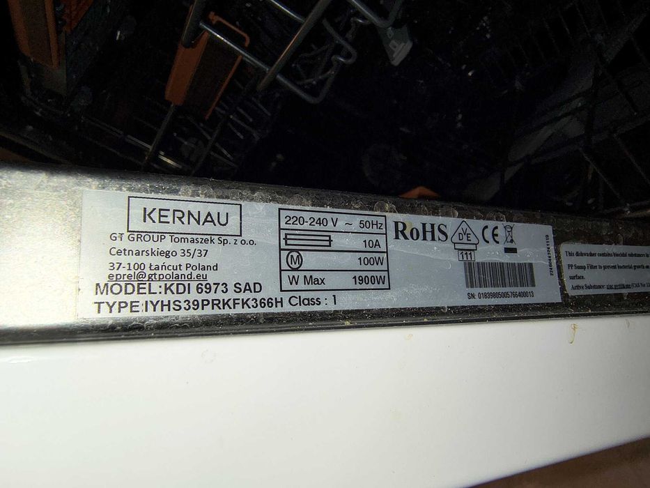 Zmywarka do zabudowy KERNAU KDI 6973 SAD | 14 kpl | 42 dB | czysta BDB