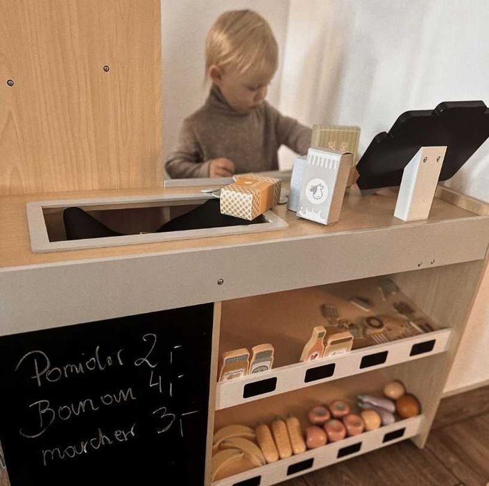 Drewniany Sklep XXL Dla Dzieci Warzywniak Stragan Z Kasą - WYPRZEDAŻ