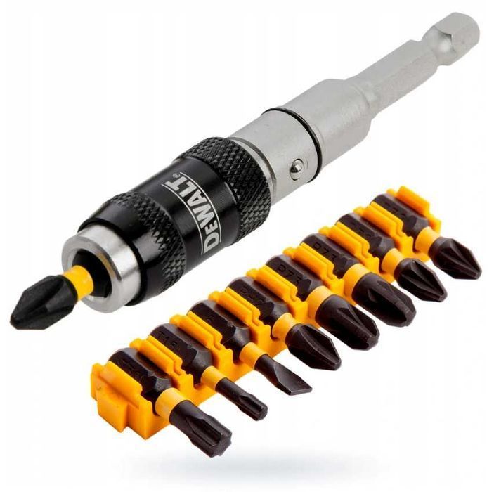DEWALT 10-elementowy zestaw bitów udarowych + uchwyt przegubowy
