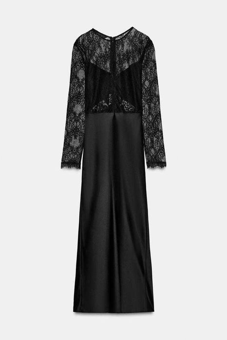 Довга сукня з комбінованим мереживом