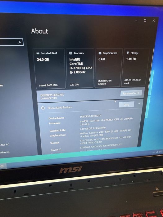PC Gamer MSI i7, RAM 24gb e GTX 1060 6gb